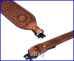 TOURBON Vintage Leather Rifle Sling with or without Swivels Hunting Gun Strap fo