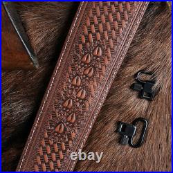TOURBON Vintage Leather Rifle Sling with or without Swivels Hunting Gun Strap fo