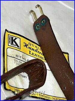 TRIPLE K Quality Handcrafted Leather Style 64 Walnut Oil Plain Military Sling 1