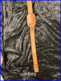 Tooled Leather Rifle Sling Padded with Deer and Mountain Scene Adjustable Strap