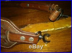 Tooled Leather Rifle Sling vintage Antique Remington 760 Gamemaster Swivels