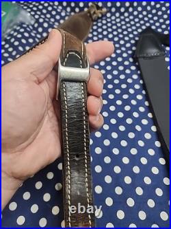 Tooled Remington Leather Rifle Sling White Stitched Suede Backed With Swivels