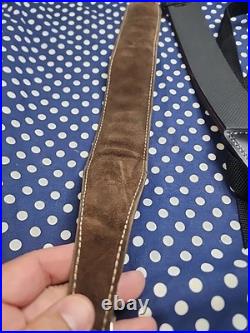 Tooled Remington Leather Rifle Sling White Stitched Suede Backed With Swivels