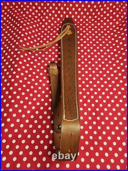 Tooled Sheep White Stitch Leather Rifle Sling Rocky Mountain Dall Bighorn Sheep