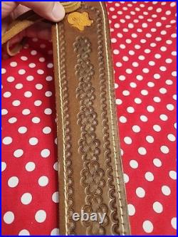 Tooled Sheep White Stitch Leather Rifle Sling Rocky Mountain Dall Bighorn Sheep