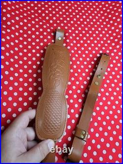 Tooled Stitched Whitetail Padded Leather Rifle Sling With Swivels Shotgun Sling