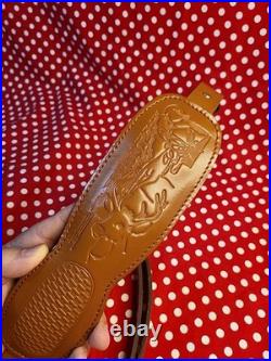 Tooled Whitetail Buck Stitched Leather Padded Rifle Sling With Swivels