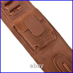 Top-Grain Leather Ammo Holder Rifle Shotgun Sling, Adjustable Hunting Gun Strap