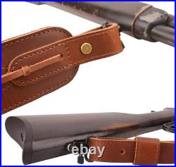 Top-Grain Leather Ammo Holder Rifle Shotgun Sling, Adjustable Hunting Gun Strap