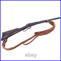 Top-Grain Leather Suede Shotgun Sling Rifle Strap for. 30-30.45-70.22LR 12GA