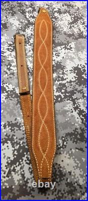 Torel Stitched Design Suede Leather Rifle Sling With Swivels
