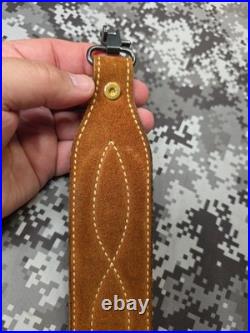 Torel Stitched Design Suede Leather Rifle Sling With Swivels