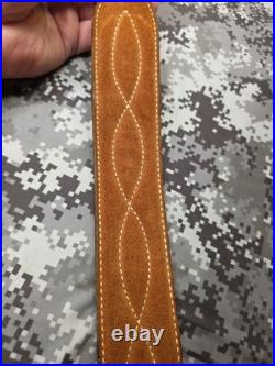 Torel Stitched Design Suede Leather Rifle Sling With Swivels