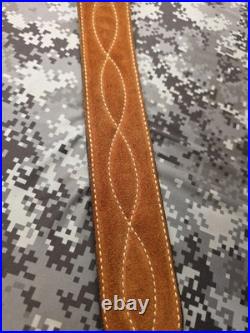 Torel Stitched Design Suede Leather Rifle Sling With Swivels