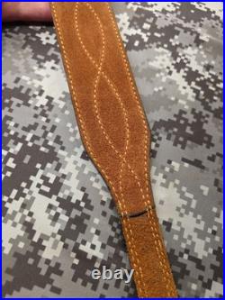 Torel Stitched Design Suede Leather Rifle Sling With Swivels
