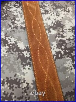 Torel Stitched Design Suede Leather Rifle Sling With Swivels