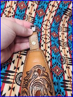 Torel Tooled Stitched Whitetail Buck Leather Padded Rifle Sling Suede Backed