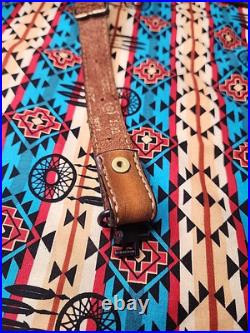 Torel Tooled Stitched Whitetail Buck Leather Padded Rifle Sling Suede Backed