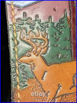 Torel Tooled Stitched Whitetail Buck Leather Padded Rifle Sling Suede Backed E3