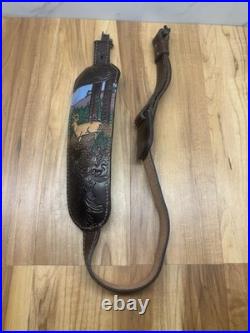 Torel Top Grain Cowhide U. S. A. 4850 Rifle Sling Deer Design Needs Repair