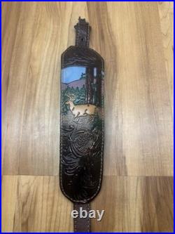 Torel Top Grain Cowhide U. S. A. 4850 Rifle Sling Deer Design Needs Repair
