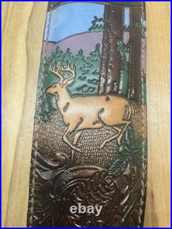 Torel Top Grain Cowhide U. S. A. 4850 Rifle Sling Deer Design Needs Repair