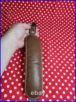 Torel White Stitched Padded Suede Backed Leather Rifle Sling With Swivels