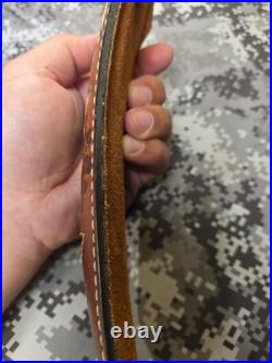 Torel White Stitched Tooled Trophy Whitetail Buck Leather Rifle Sling W Swivels