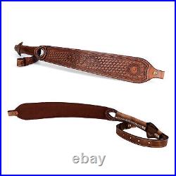 Tourbon Genuine Leather Rifle Sling Gun Carry Strap Padded Shoot Rest Adjustable