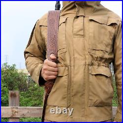 Tourbon Genuine Leather Rifle Sling Gun Carry Strap Padded Shoot Rest Adjustable