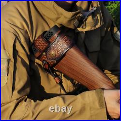 Tourbon Hunting Leather No Drill Gun Sling Carry Strap + Rifle Stock Cover Set