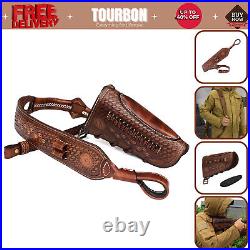 Tourbon Leather 1 Point Gun Sling Strap+Rifle Slip on Recoil Pad. 22lr Ammo Slot