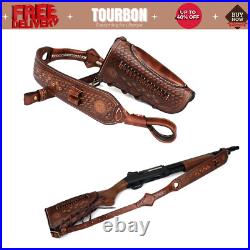 Tourbon Leather 30-06 Gun Sling Strap+ Rifle Slip on Recoil Pad. 22lr Ammo Slot