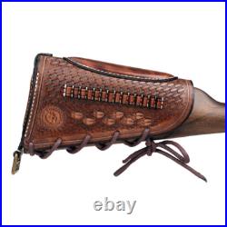 Tourbon Leather 30-06 Gun Sling Strap+ Rifle Slip on Recoil Pad. 22lr Ammo Slot