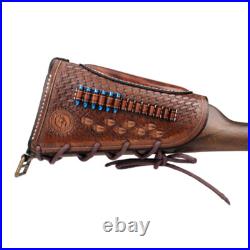 Tourbon Leather 30-06 Gun Sling Strap+ Rifle Slip on Recoil Pad. 22lr Ammo Slot