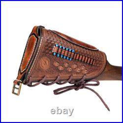 Tourbon Leather 30-06 Gun Sling Strap+ Rifle Slip on Recoil Pad. 22lr Ammo Slot