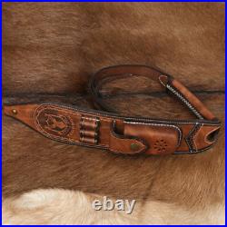 Tourbon Leather Rifle Sling Gun Ammo Carrying Strap withKnife Sheath Case+ Swivels