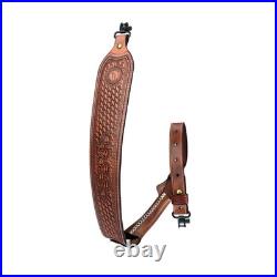 Tourbon Padded Leather Rifle Sling Gun Carry Strap Thumb Rest+ Mount Swivels Set