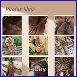 Tourbon Padded Leather Rifle Sling Gun Carry Strap Thumb Rest+ Mount Swivels Set