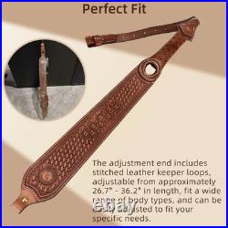 Tourbon Padded Leather Rifle Sling Gun Carry Strap Thumb Rest+ Mount Swivels Set