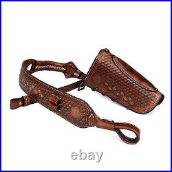 Tourbon Retro Leather No Drill Gun Slings Strap+Rifle Buttstock Cover Recoil Pad