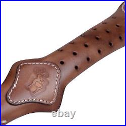 Tourbon Retro Leather Rifle Sling Gun Carry Strap Finger Rest Hunting Adjustable