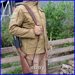 Tourbon Retro Leather Rifle Sling Gun Carry Strap Shooting Rest + Swivels Studs