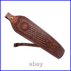 Tourbon Retro Leather Rifle Sling Gun Carry Strap Shooting Rest + Swivels Studs