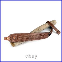 Tourbon Retro Leather Rifle Sling Gun Carry Strap Shooting Rest + Swivels Studs