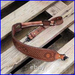 Tourbon Retro Leather Rifle Sling Gun Carry Strap Shooting Rest + Swivels Studs