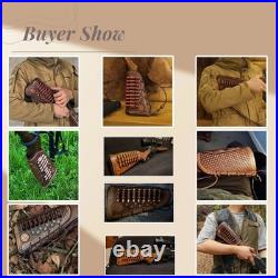 Tourbon Vintage Leather Gun Sling +Rifle Buttstock Cover Recoil Pad Ammo Holder