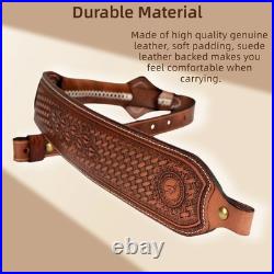 Tourbon Vintage Leather Gun Sling +Rifle Buttstock Cover Recoil Pad Ammo Holder