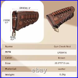 Tourbon Vintage Leather Gun Sling +Rifle Buttstock Cover Recoil Pad Ammo Holder