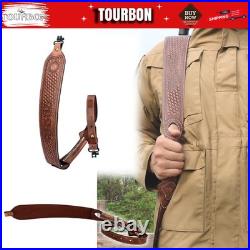 Tourbon Vintage Leather Rifle Sling Gun Carry Strap Shooting Rest+ Pair Swivels